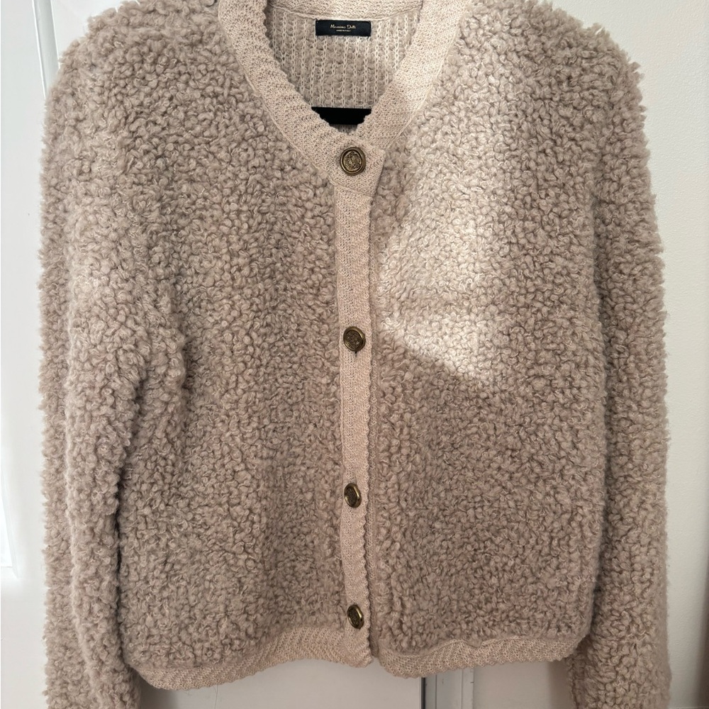 Massimo Dutti Beige Knit Cardigan